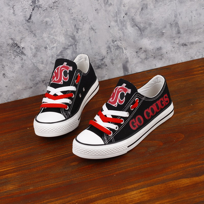 Washington State Cougars Limited Print NCAA College Students Low Top Canvas Shoes Sport Sneakers 1
