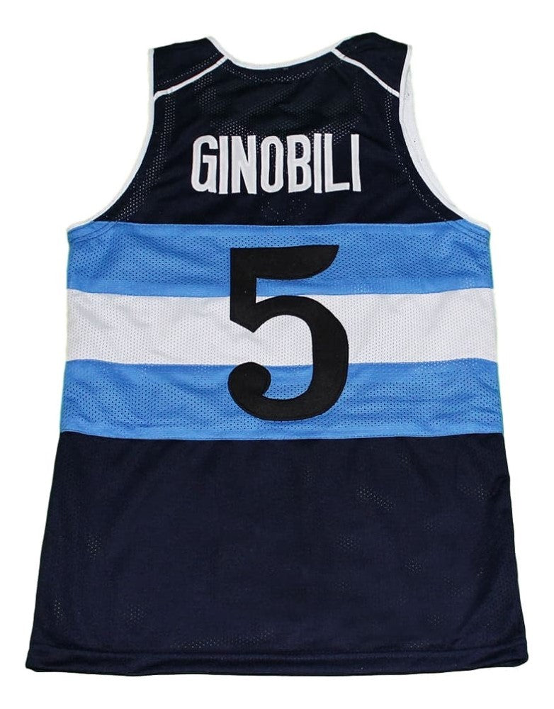 Manu Ginobili Jersey #5 Argentina Basketball Navy Blue