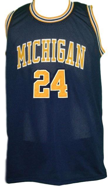 Jimmy King Jersey #24 Michigan College Retro Basketball Sewn Navy Blue