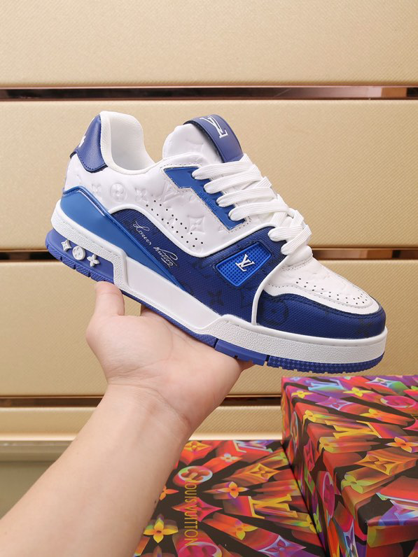 Luxury Trainer Sneakers Shoes #54 Signature Blue and White