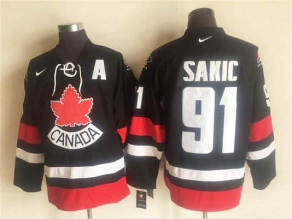 2002 Winter Olympics Team Canada #91 Joe Sakic CCM Vintage Jersey -Black