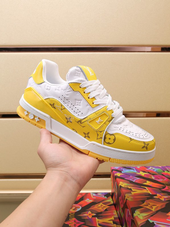 Luxury Trainer Sneakers Shoes #54 Signature Yellow and White