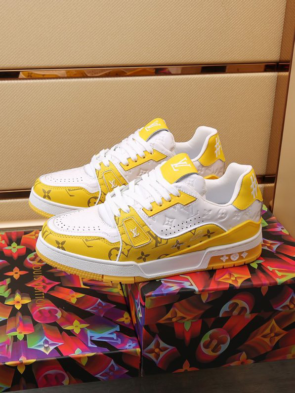 Luxury Trainer Sneakers Shoes #54 Signature Yellow and White