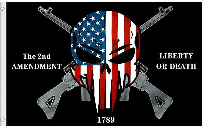 2nd Amendment Liberty or Death Punisher Skull Flag Gun Rights Patriots America 3x5ft