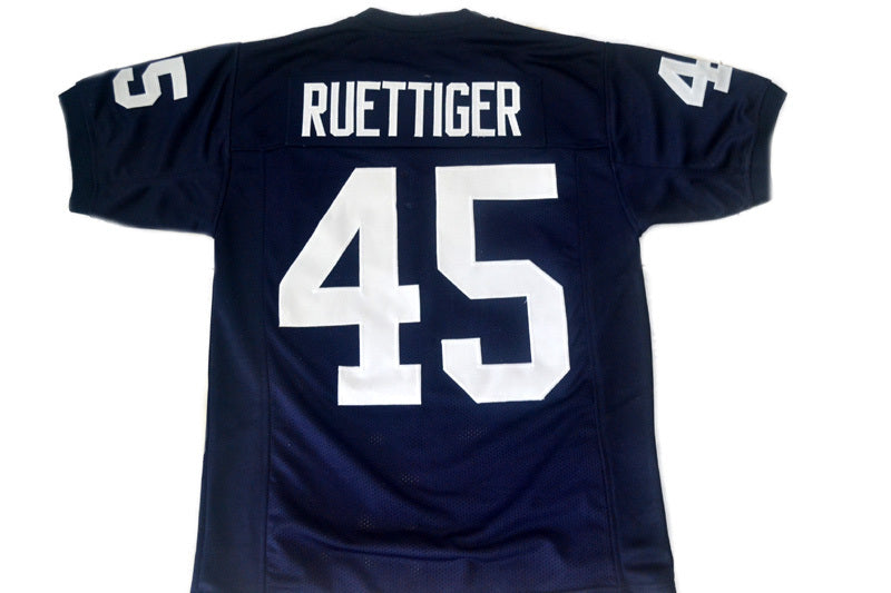 Ruettiger #45 Rudy Movie Never Quit Football Jersey Navy Blue