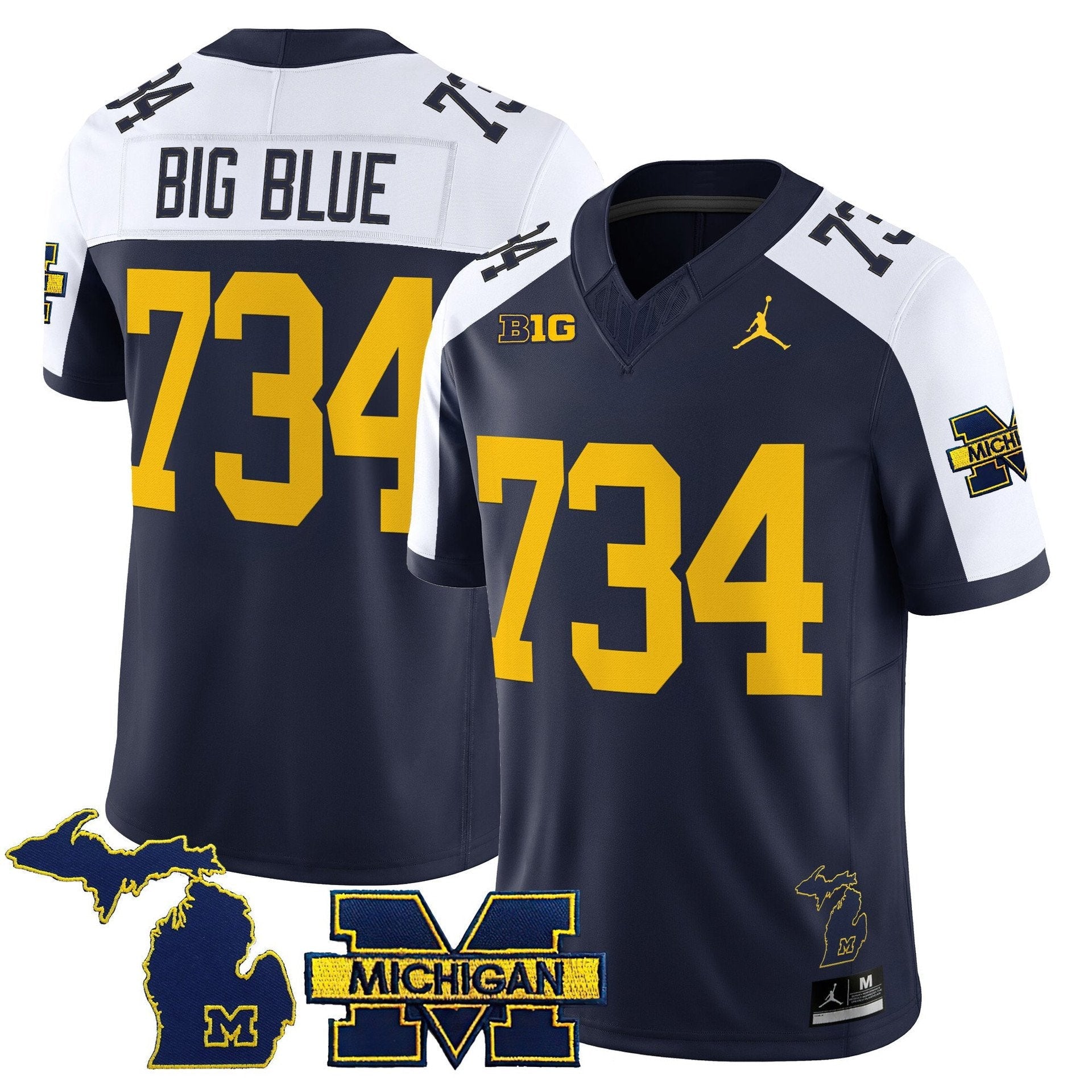 Big Blue Jersey #734 Michigan Wolverines 2025 Limited V2 Stitched Navy Alter