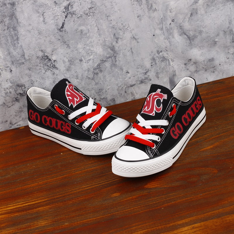 Washington State Cougars Limited Print NCAA College Students Low Top Canvas Shoes Sport Sneakers 1