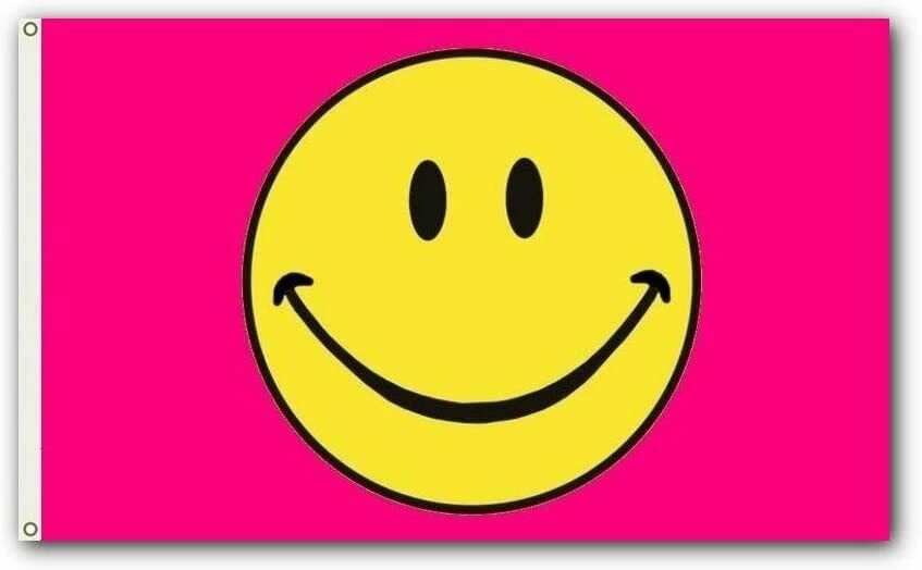 3x5FT Flag Pink Happy Smiley Face Banner Dorm Bedroom Advertising USA