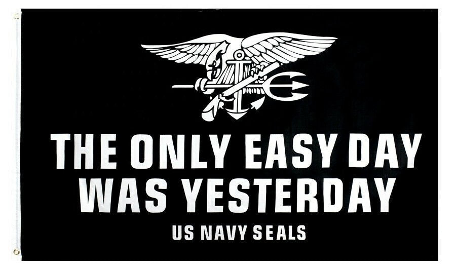 3x5FT Flag The Only Easy Day Was Yesterday Us Navy Seals Banner Military Veteran