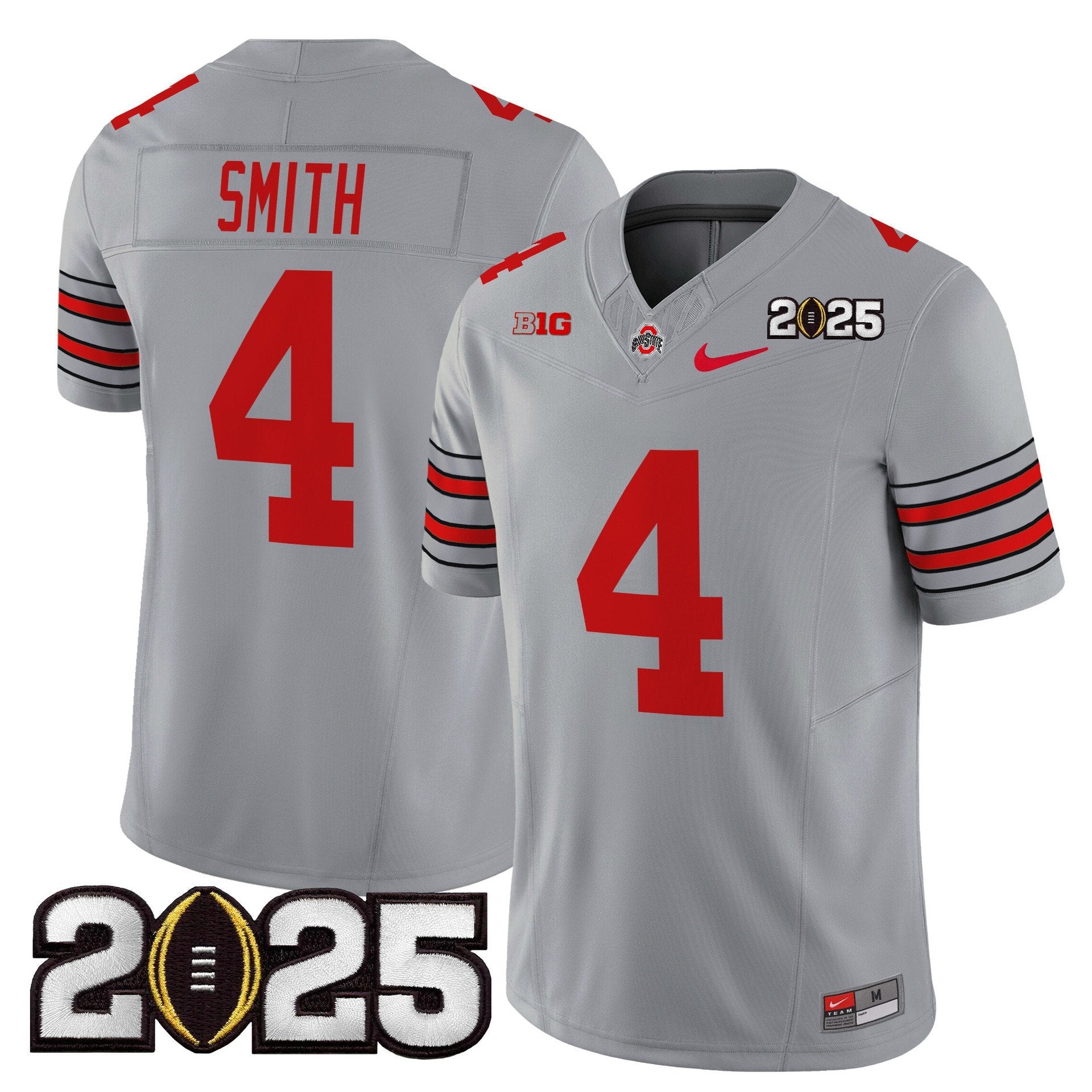 Jeremiah Smith Jersey #4 Ohio State Heritage Stripe 2025 CFP Final Gray