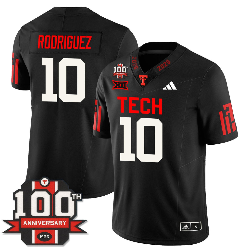 Jacob Rodriguez Jersey #10 Texas Tech Football 100th Anniversary Stitched Black