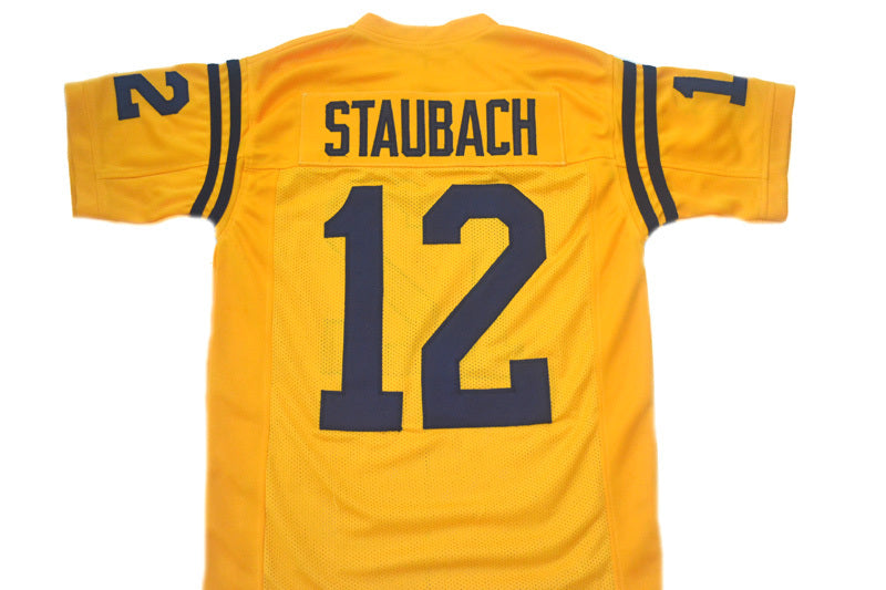 Roger Staubach #12 Navy New Football Jersey Yellow