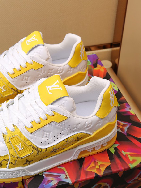 Luxury Trainer Sneakers Shoes #54 Signature Yellow and White