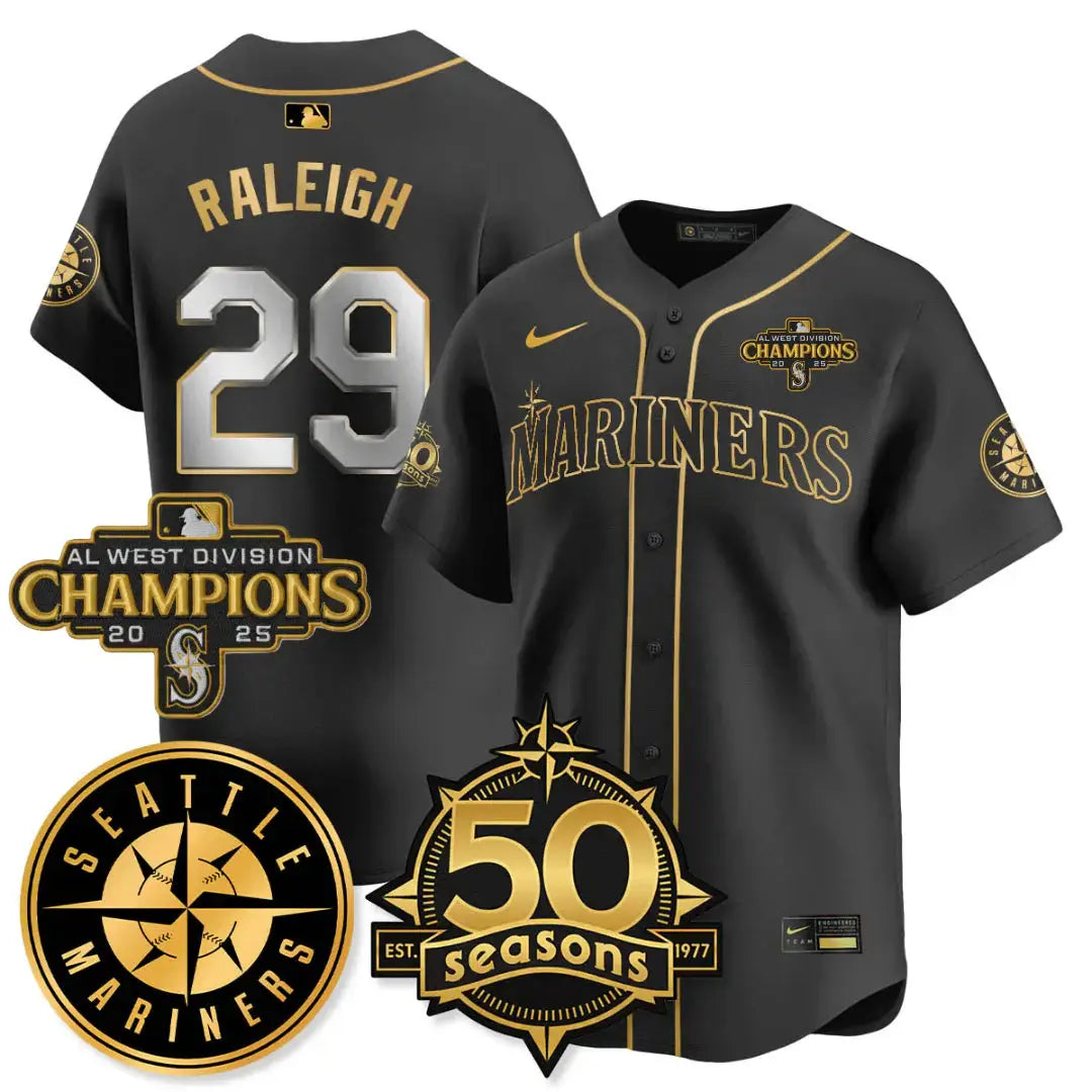 Men Seattle Mariners Vapor Premier Limited Gold Jersey - 50th Anniversary & AL West Division Champions - All Stitched
