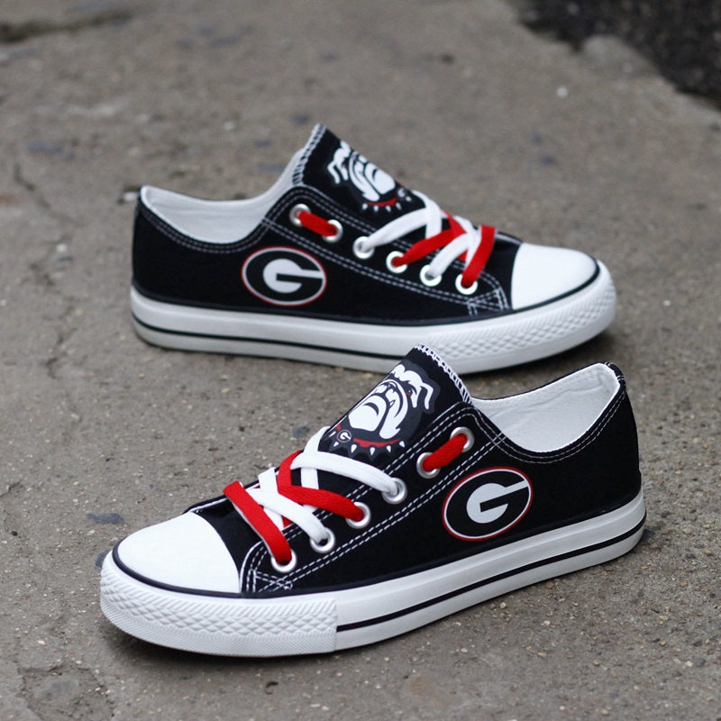 Georgia Bulldogs Limited Print NCAA College Students Low Top Canvas Shoes Sport Sneakers