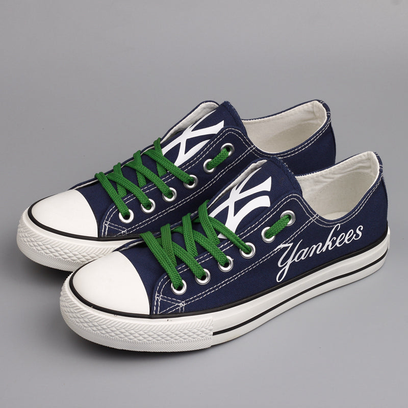New York Yankees Limited Print MLB Baseball Fans Low Top Canvas Shoes Sport Sneakers T-D731L