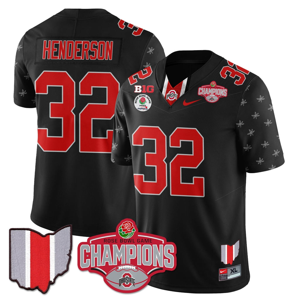 Men Ohio State Buckeyes 2024 Rose Bowl Champions Jersey - All Stitched