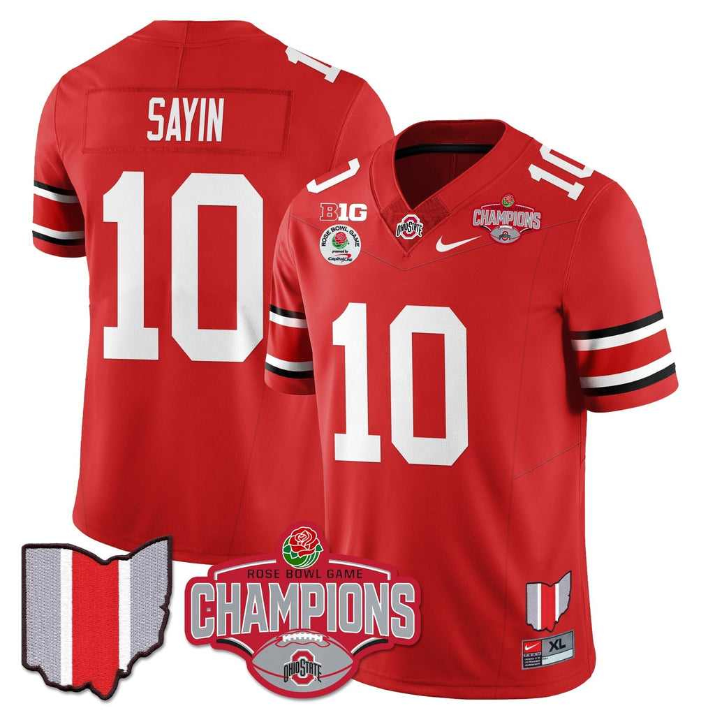 Men Ohio State Buckeyes 2024 Rose Bowl Champions Jersey - All Stitched