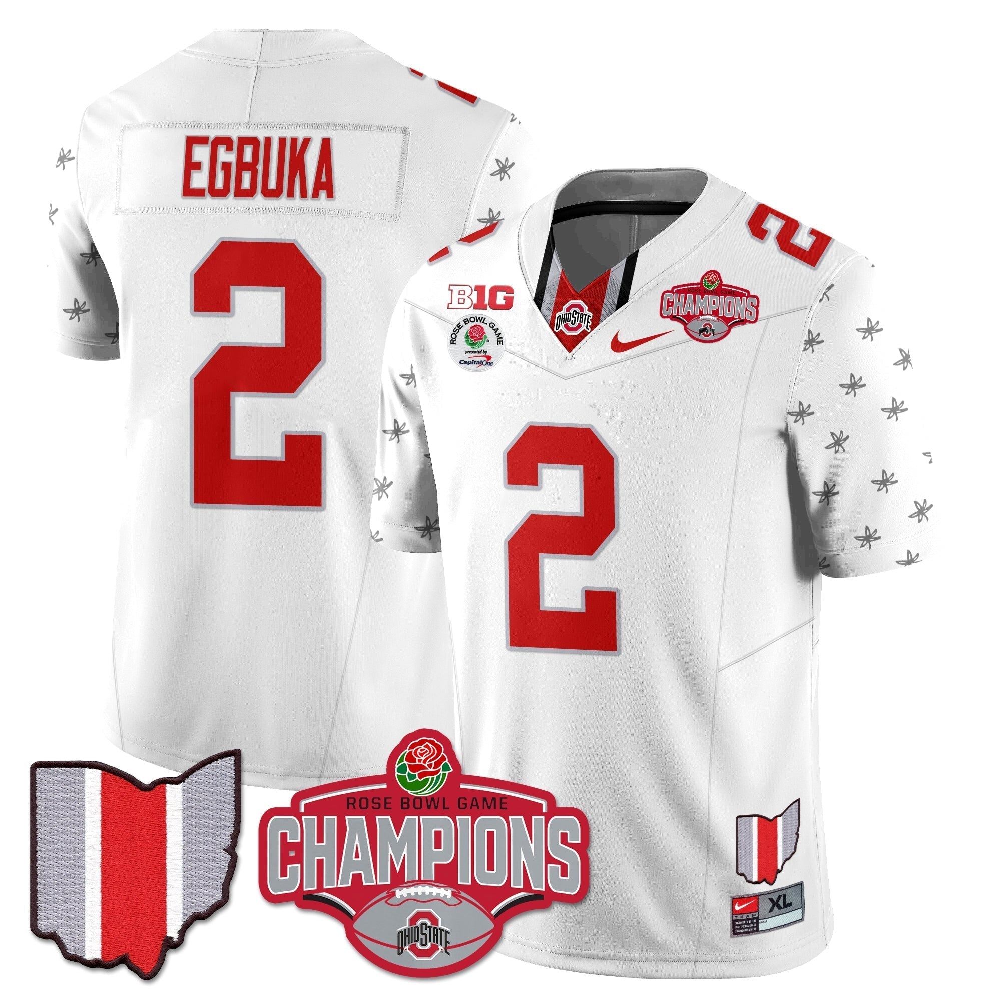 Men Ohio State Buckeyes 2024 Rose Bowl Champions Jersey - All Stitched