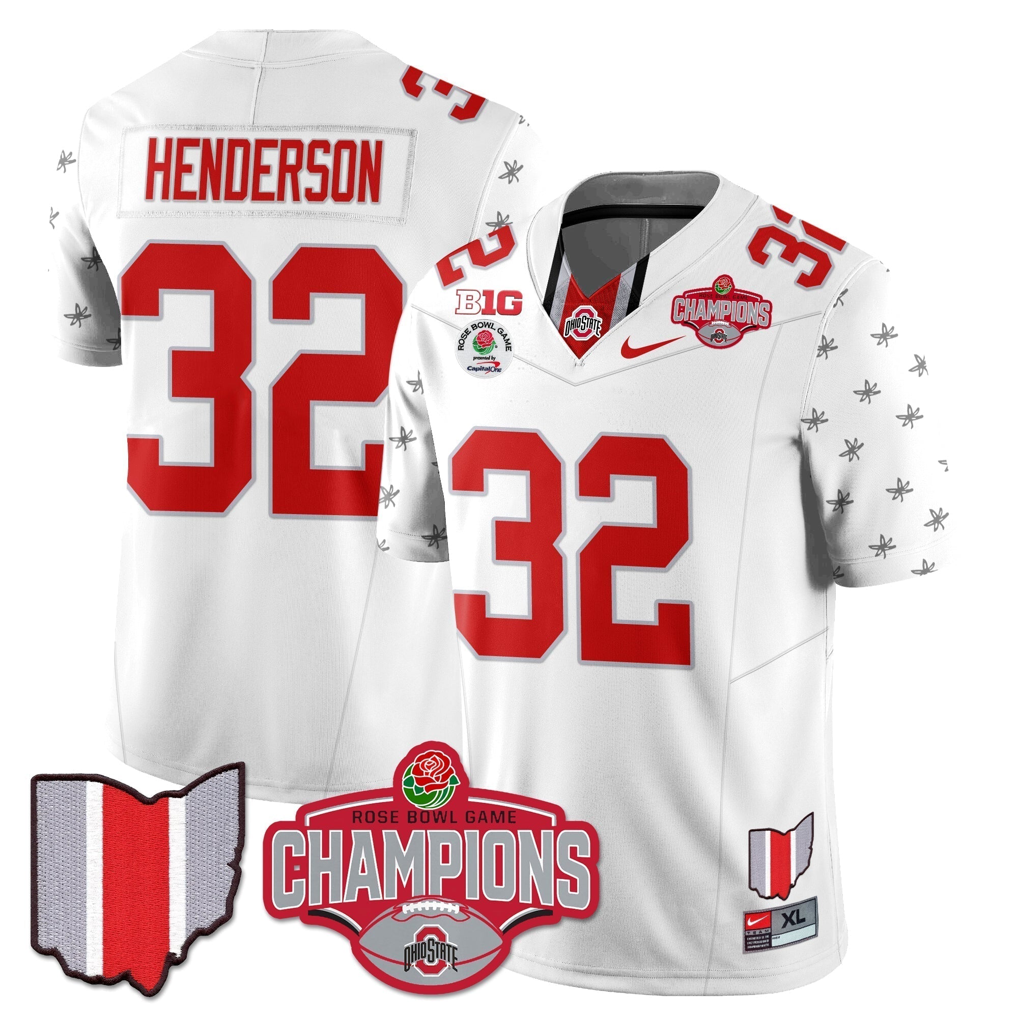 Men Ohio State Buckeyes 2024 Rose Bowl Champions Jersey - All Stitched