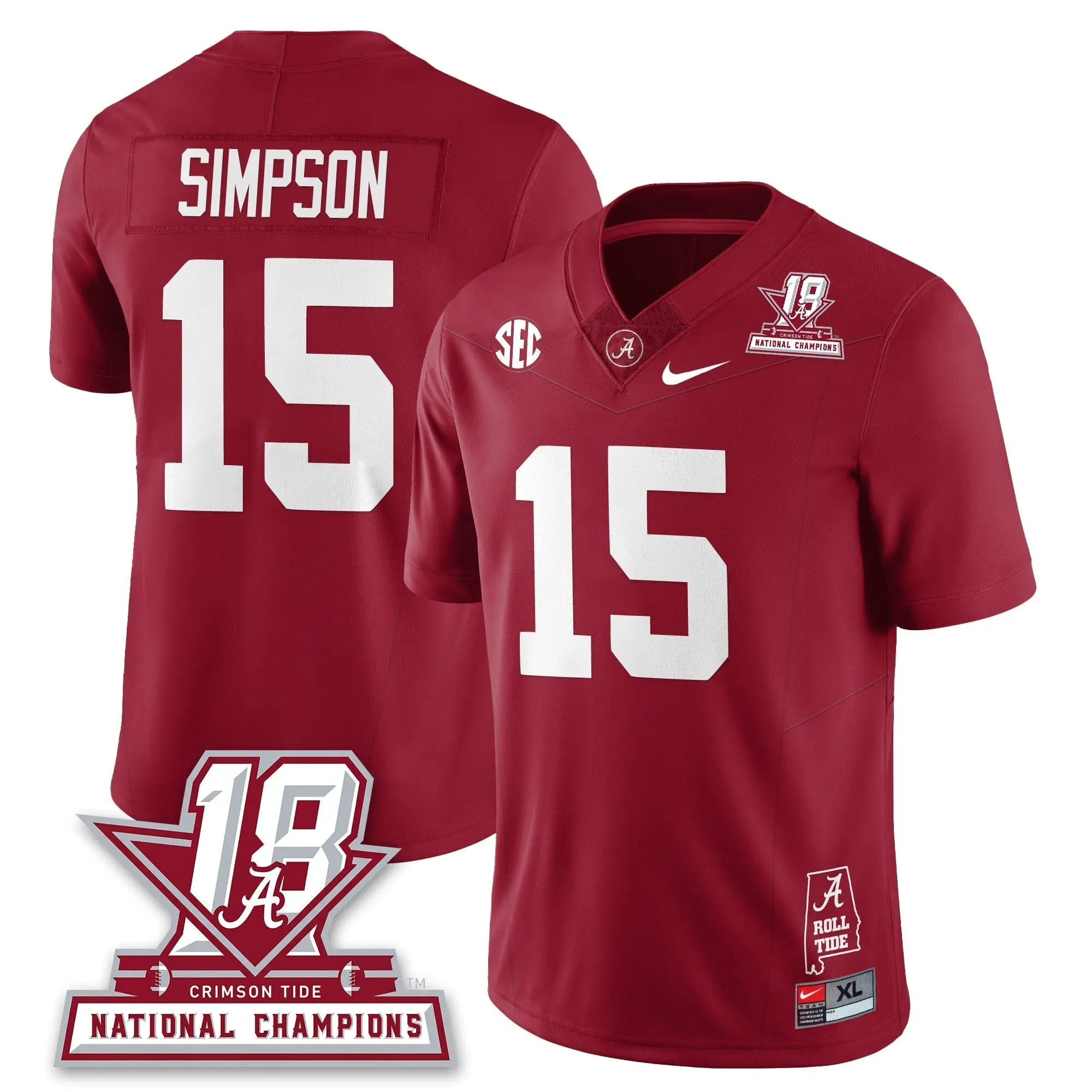 Men Alabama Crimson Tide Football 18x-Time National Champions Vapor Limited Jersey