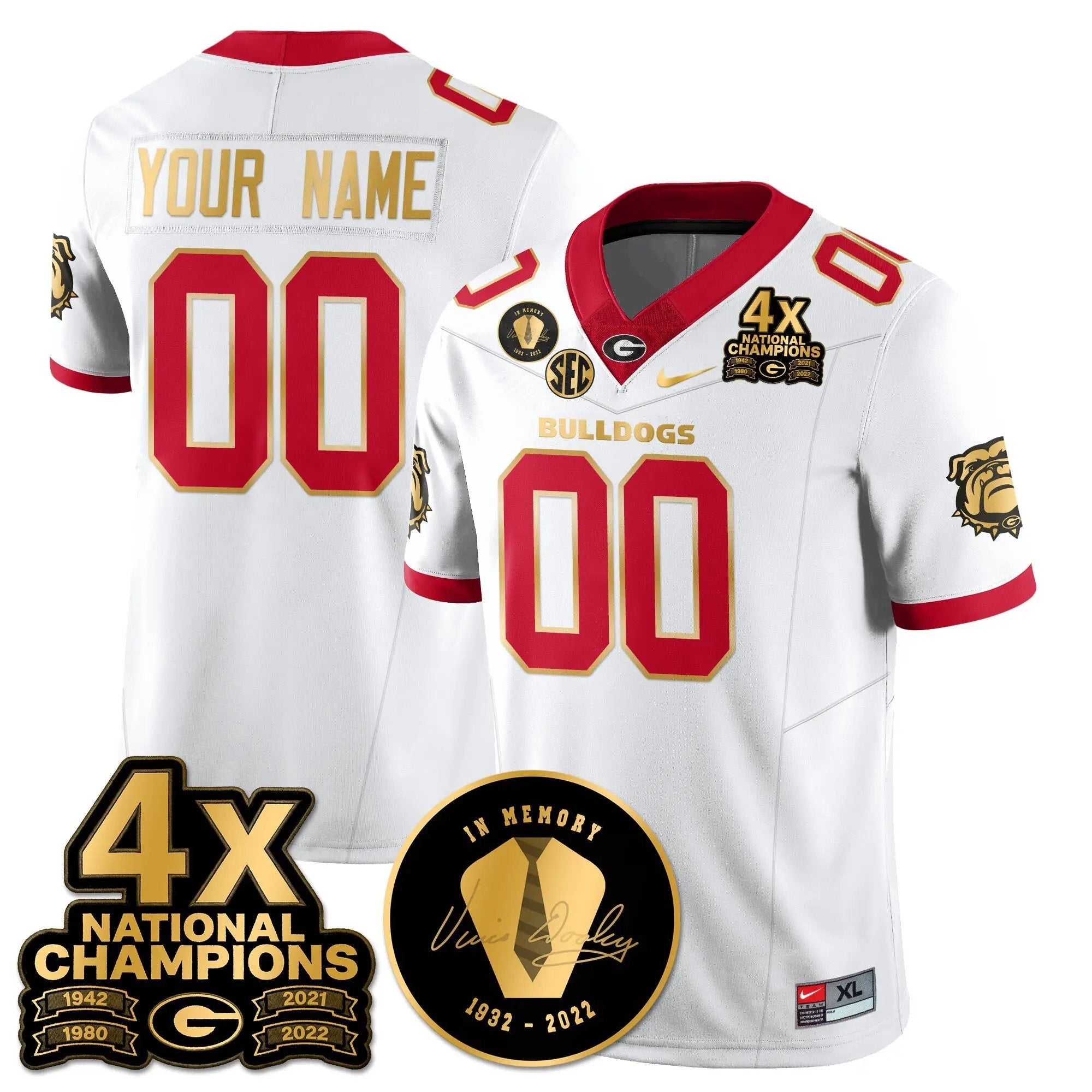 Custom  Georgia Bulldogs Football 4x-Time National Champions Vapor Limited Jersey