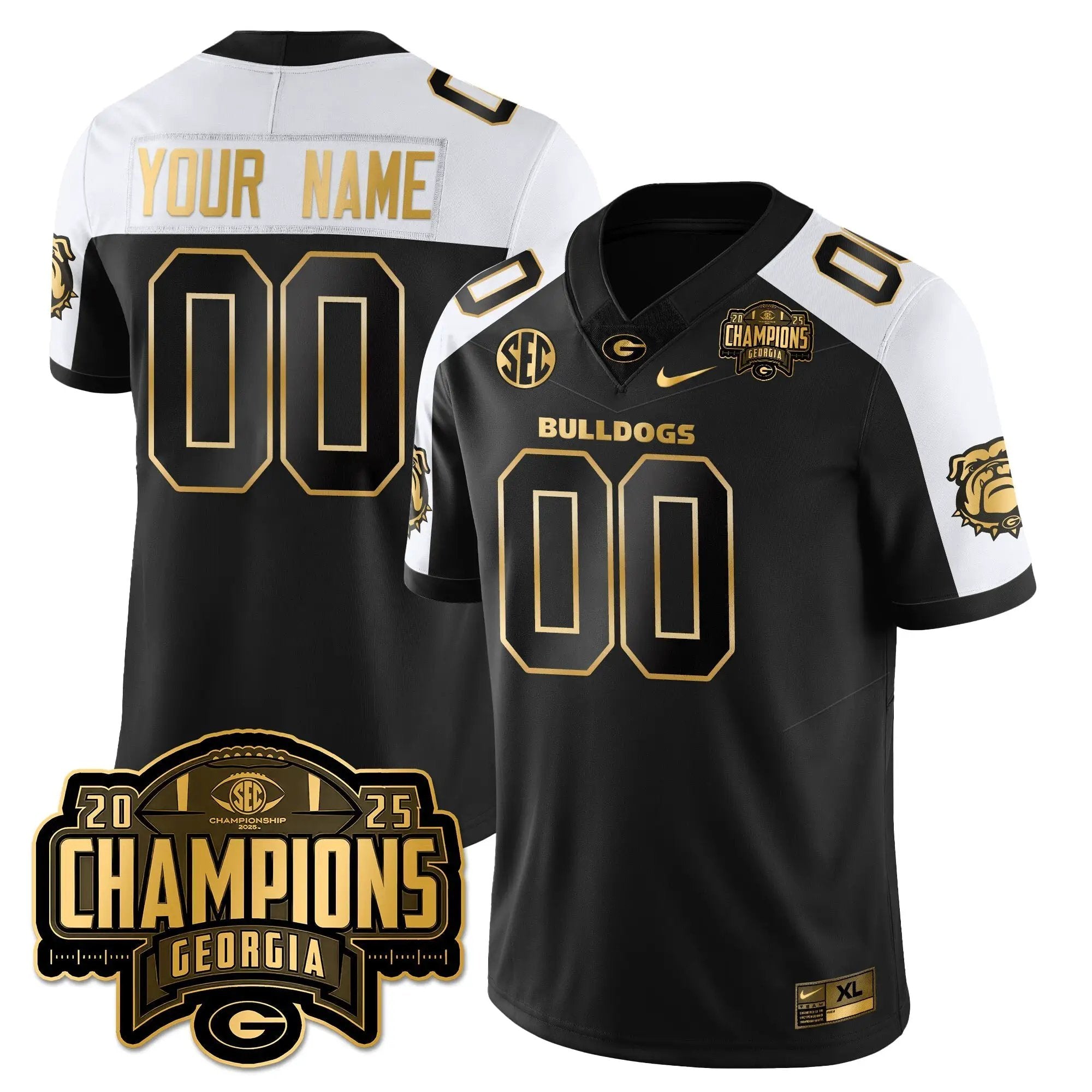 Custom  Georgia Bulldogs Football Vapor Limited Gold Jersey - SEC Football Champions