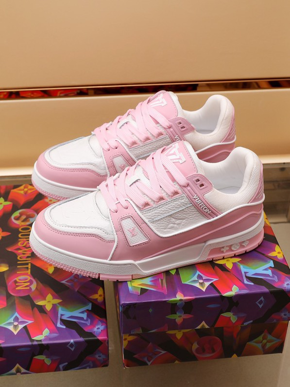Luxury Virgil Trainer Sneakers Shoes Signature Pink Chalk Monogram