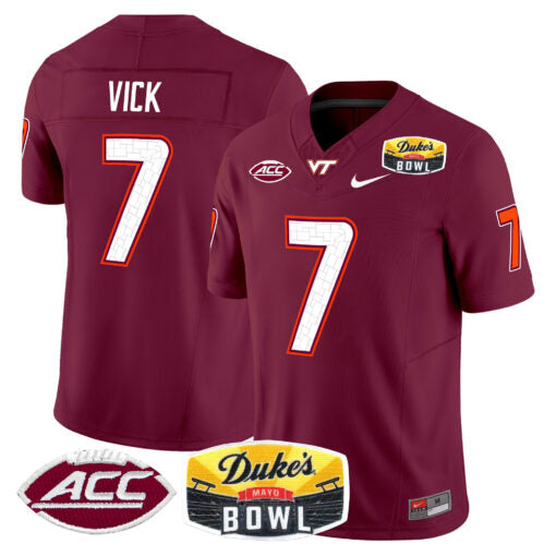 Michael Vick Jersey #7 Virginia Tech Hokies 2025 Duke’s Mayo Bowl Patch Maroon