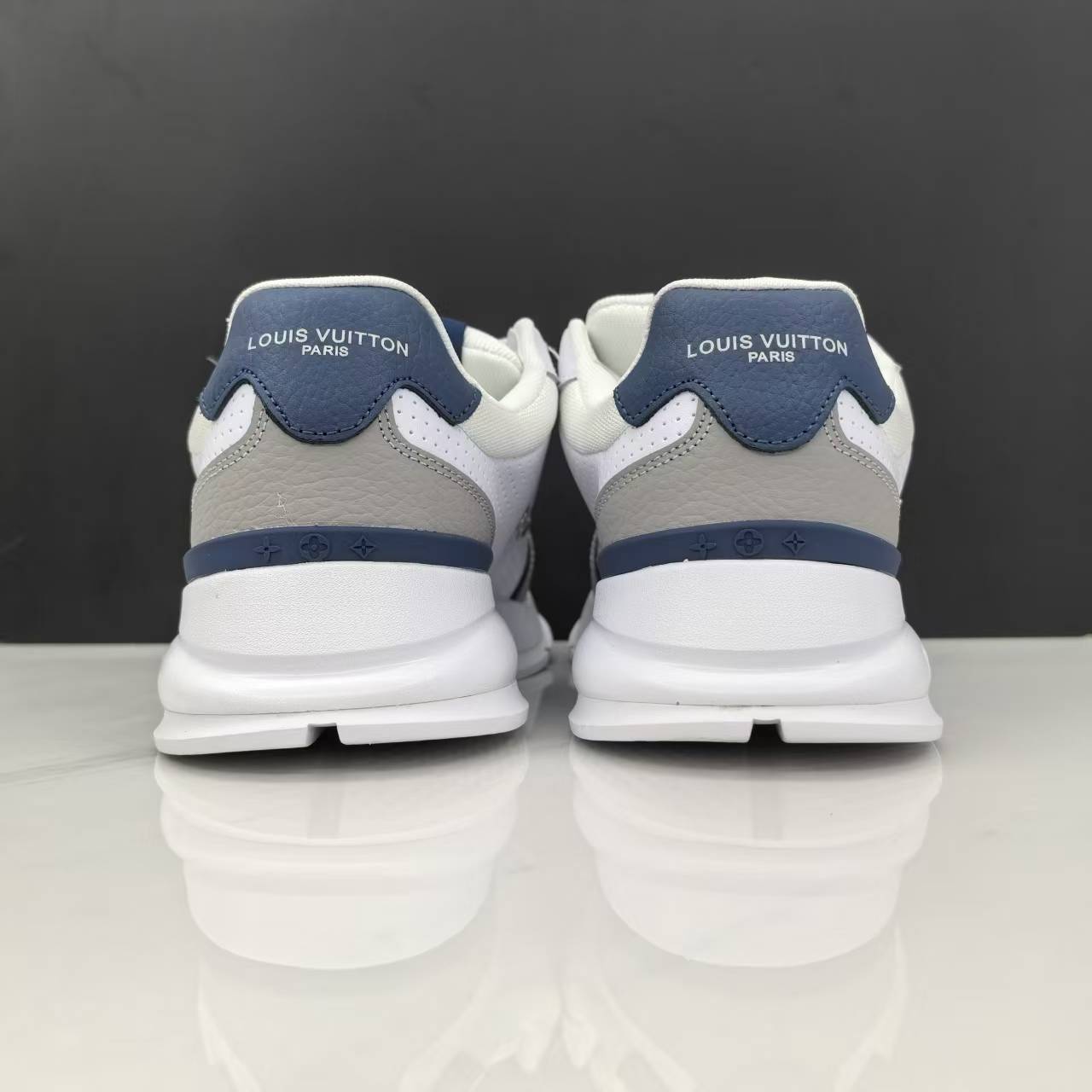 Luxury Lou Paris Classic Trainers Navy Blue White Shoes Sneakers