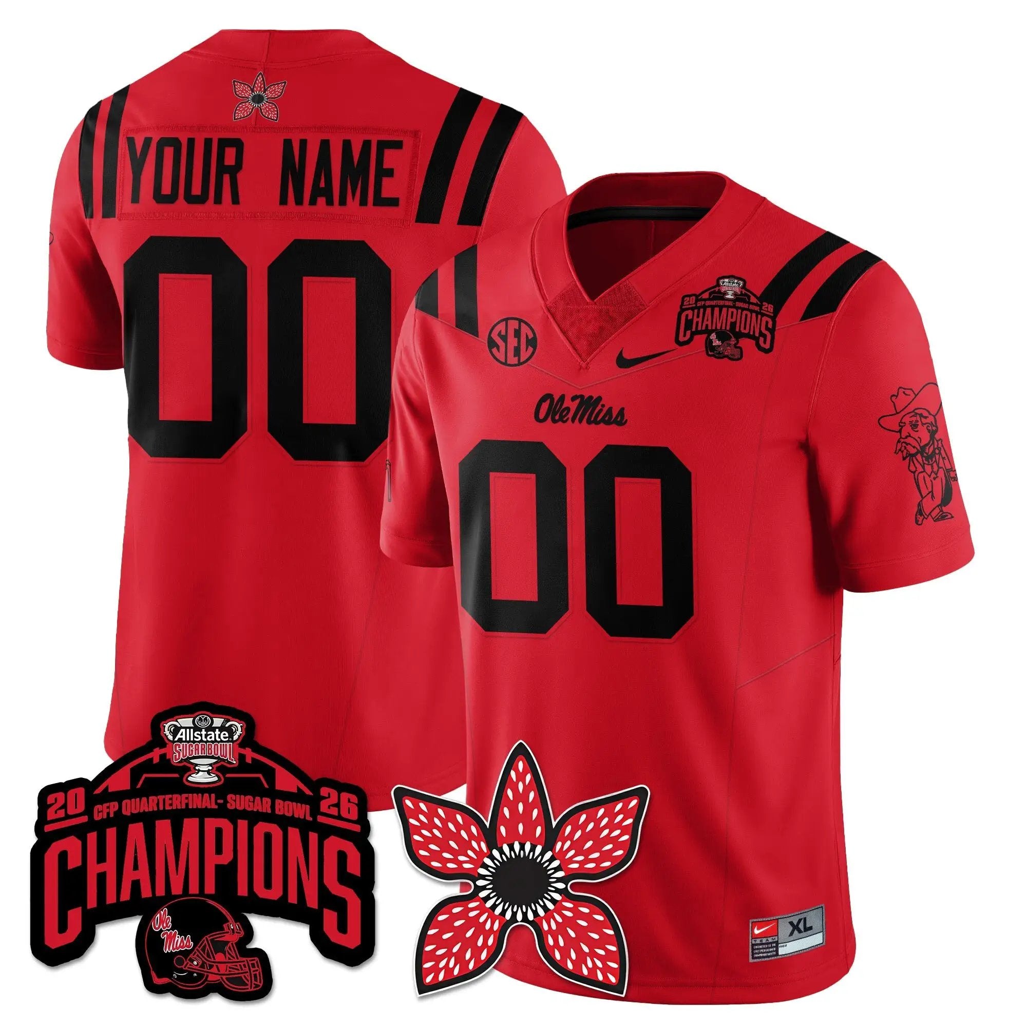 Men Ole Miss Rebels Football Stranger Things Vapor Limited Jersey - Allstate Sugar Bowl Champions