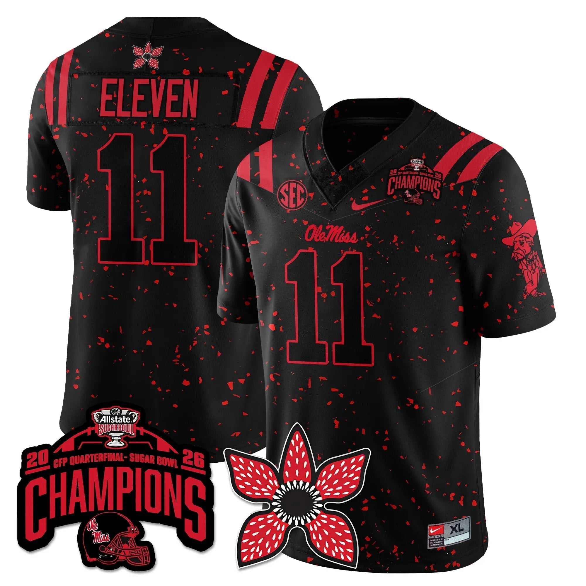 Men Ole Miss Rebels Football Stranger Things Vapor Limited Jersey - Allstate Sugar Bowl Champions
