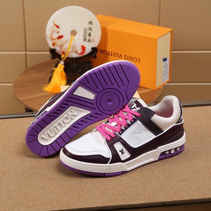 Luxury Virgil Trainer Sneakers Shoes Signature White Purple Monogram