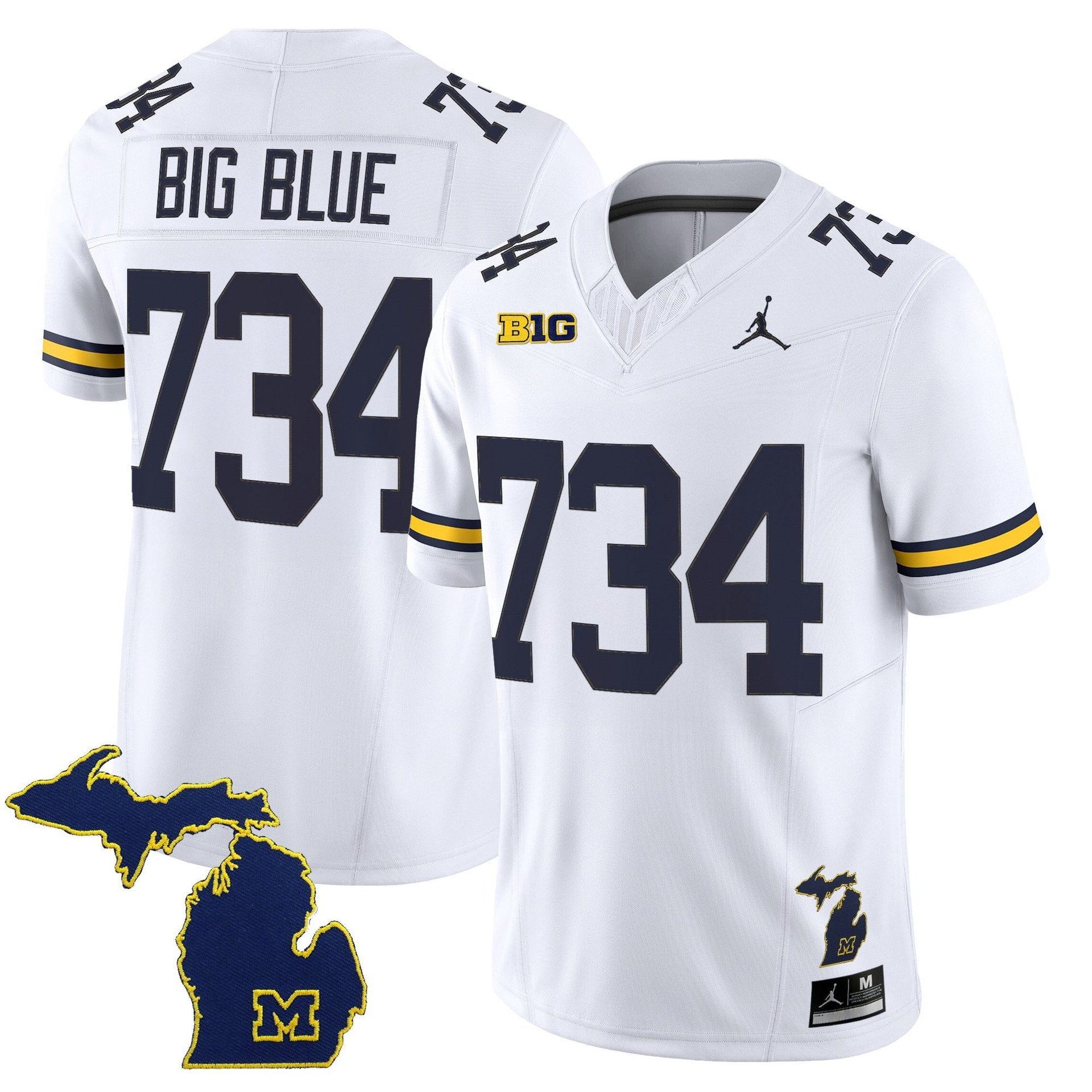 Big Blue Jersey #734 Michigan Wolverines 2025 Limited V2 Stitched White
