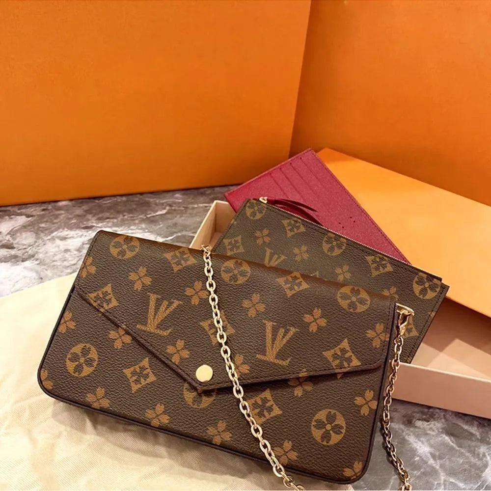 Fashion Brown Flower Leather Shoulder Bag Multi Handbag for Women