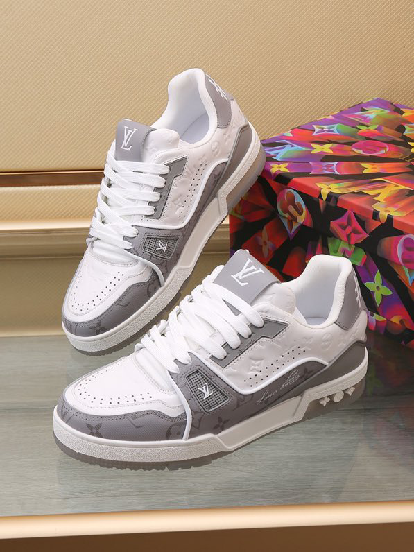 Luxury Trainer Skate Sneakers Shoes #54 Signature Gray White
