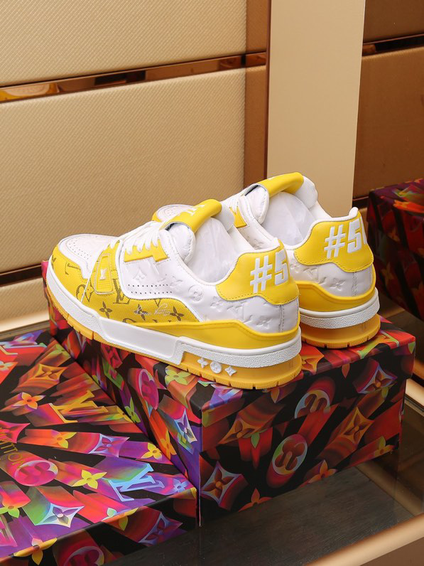 Luxury Trainer Sneakers Shoes #54 Signature Yellow and White