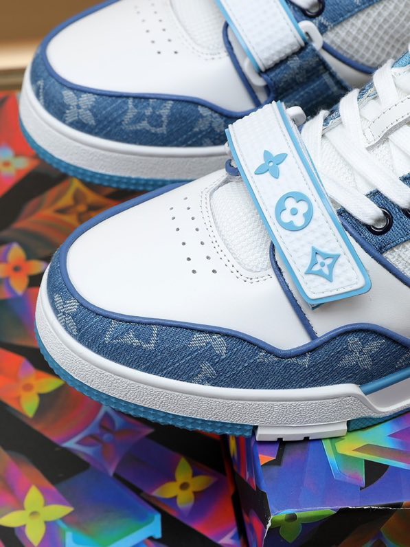 Luxury Virgil Trainer Sneakers Shoes Signature Blue White Monogram
