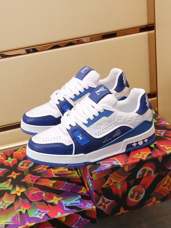 Luxury Trainer Sneakers Shoes #54 Signature Blue and White