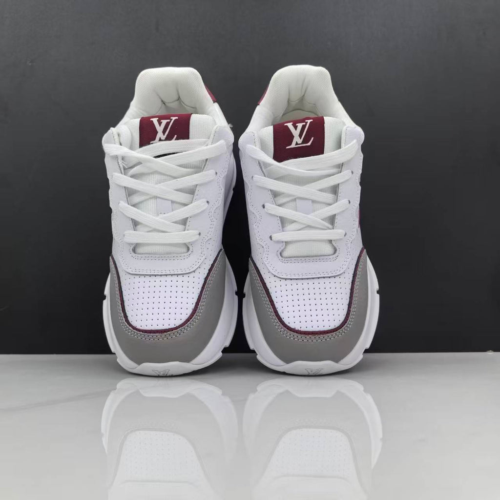 Luxury Lou Paris Classic Trainers White Grey Burgundy Shoes Sneakers