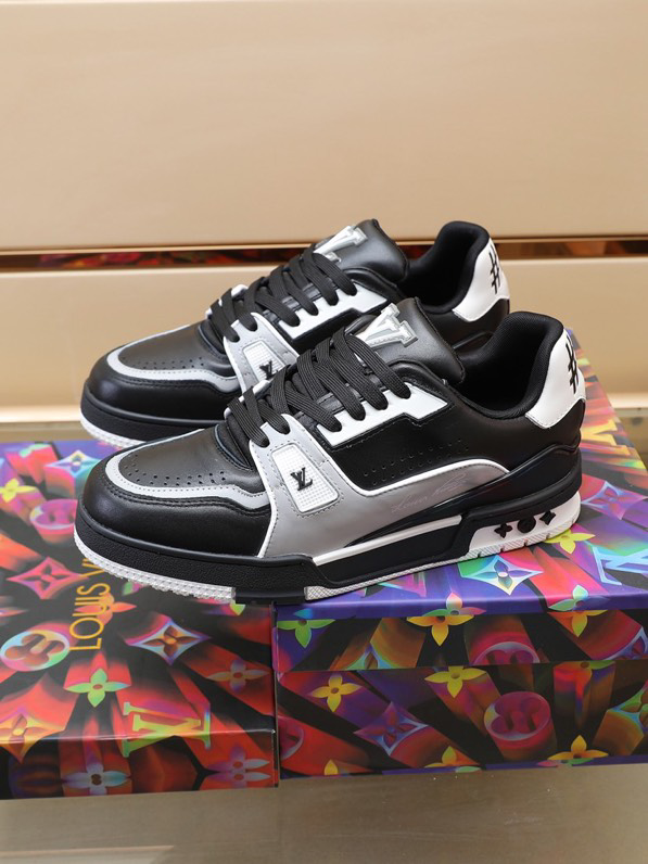 Luxury Virgil Trainer Sneakers Shoes #54 Signature Black Grey Monogram