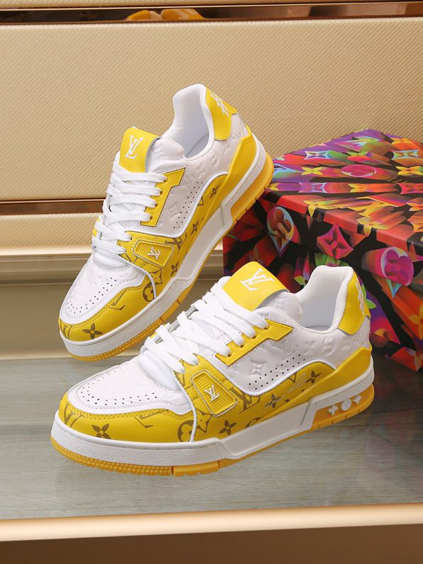Luxury Trainer Sneakers Shoes #54 Signature Yellow and White