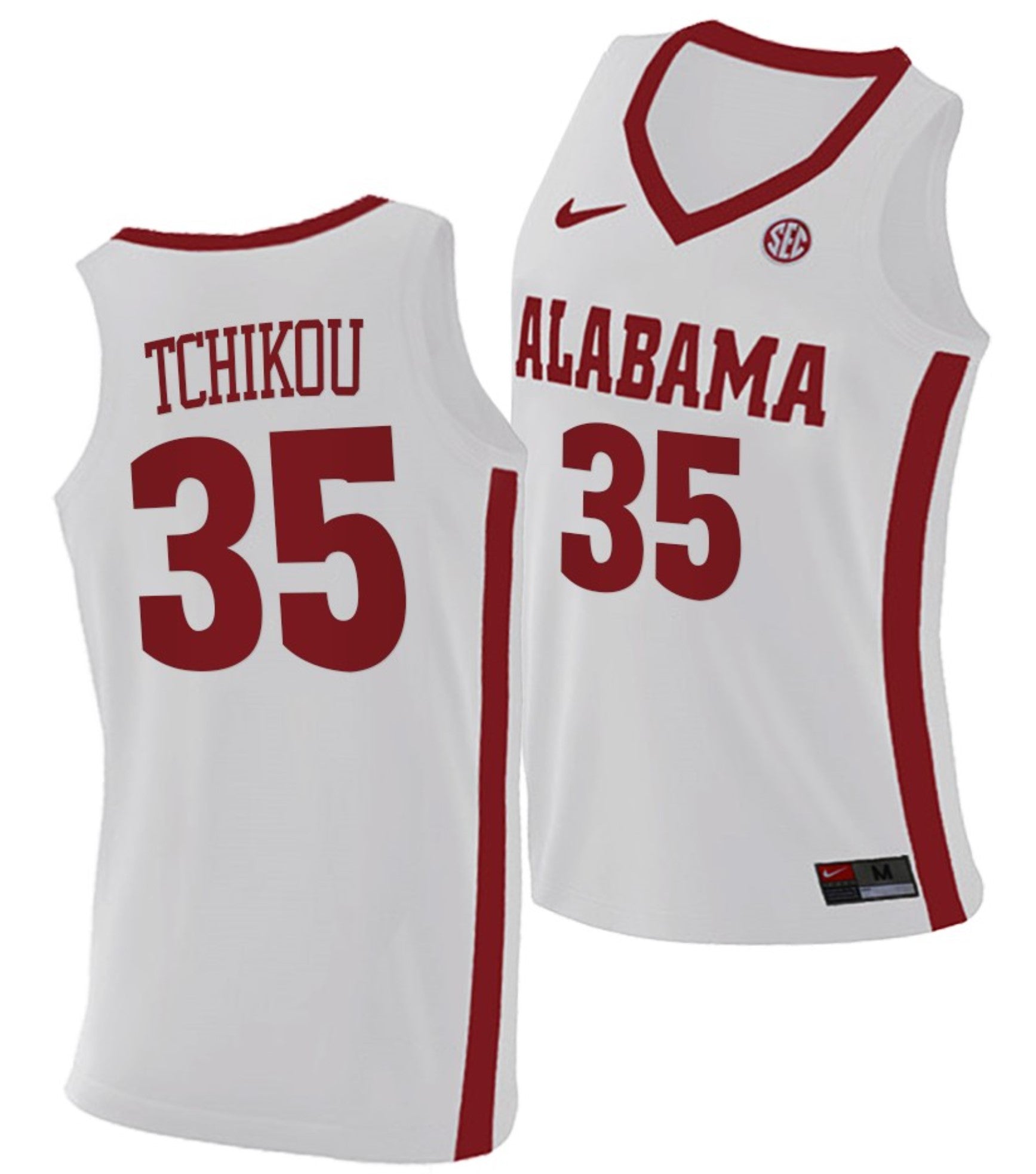 Alex Tchikou Jersey Alabama Crimson Tide College Basketball Replica White #35