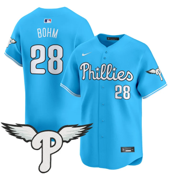 Alec Bohm Jersey #28 Philadelphia Phillies 2025 Vapor Premier Limited Stitched Light Blue