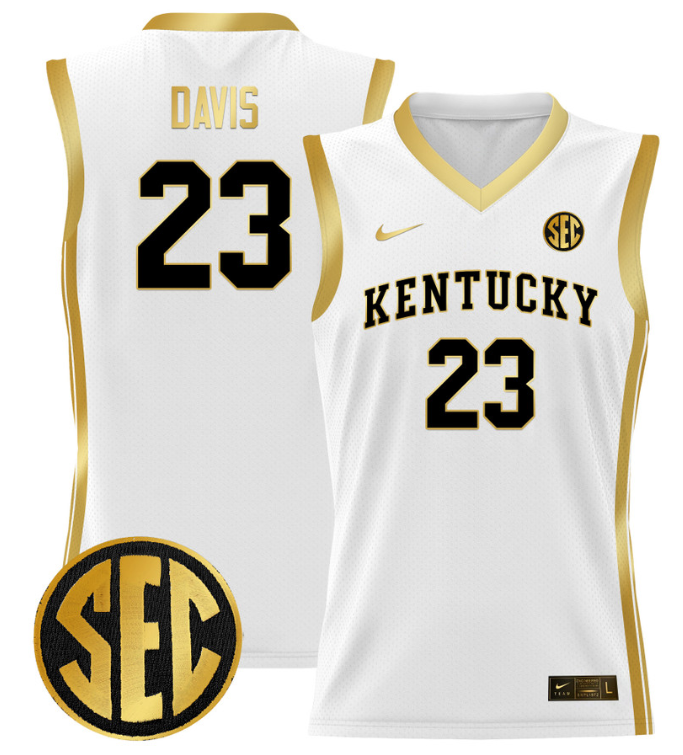 Anthony Davis Jersey #23 Kentucky Wildcats Lightweight Basketball White Gold
