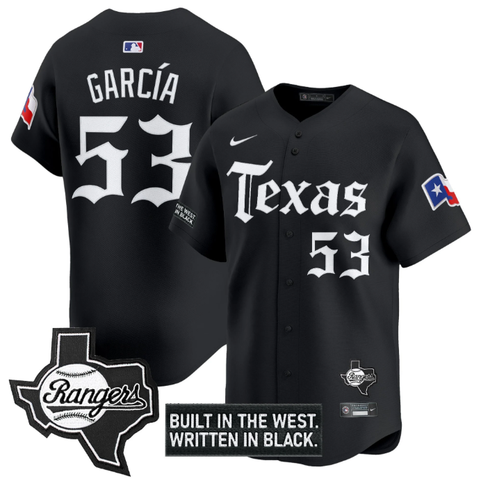 Adolis Garcia Jersey #53 Texas Rangers Gothic Frontier Edition Vapor Limited Stitched Black