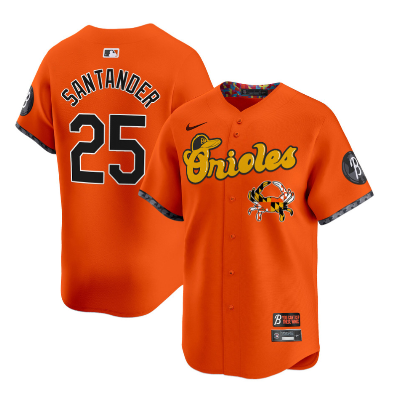 Anthony Santander Jersey #25 Baltimore Orioles Maryland Blue Crab Vapor Stitched Orange