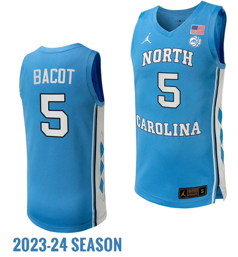 Armando Bacot Jersey #5 North Carolina Tar Heels Replica College Basketball 2023-24 Blue
