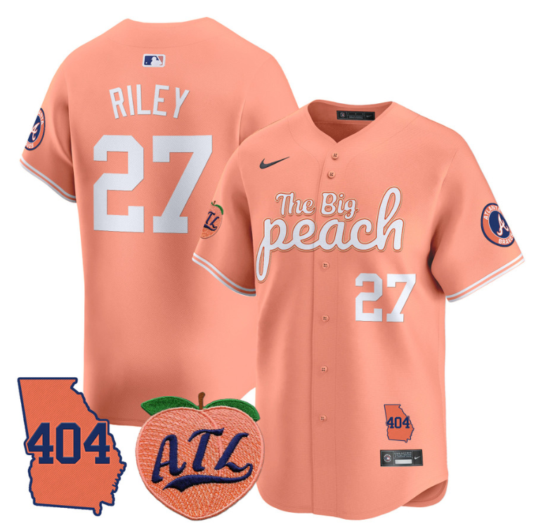 Austin Riley Jersey #27 Atlanta Braves 404 & The Big Peach Premier Limited Stitched Peach