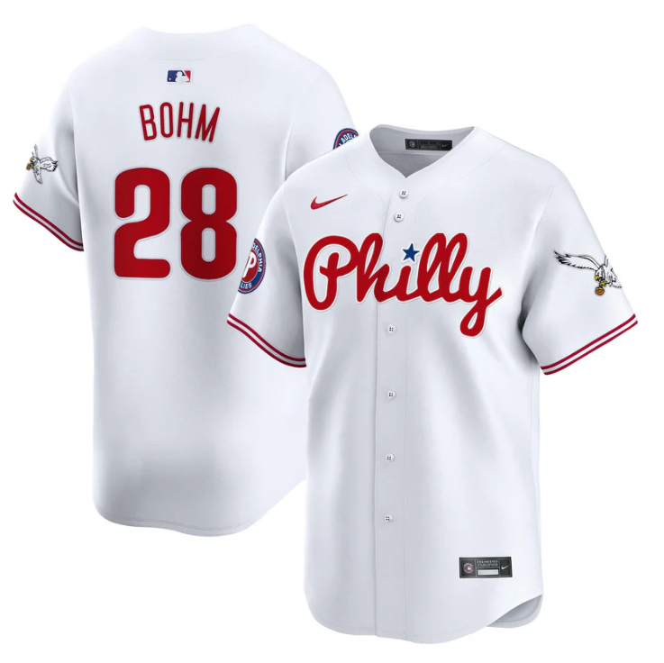 Alec Bohm Jersey #28 Phillies and Eagles Vapor Premier Limited Stitched White